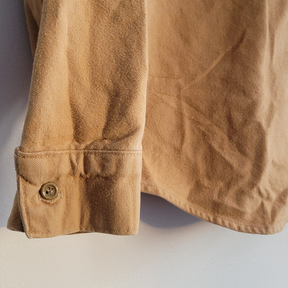 Vintage Five Brothers Shirt Large Tan Chamois Flannel Cotton Button Up 15-M-15.5 - Picture 6 of 11